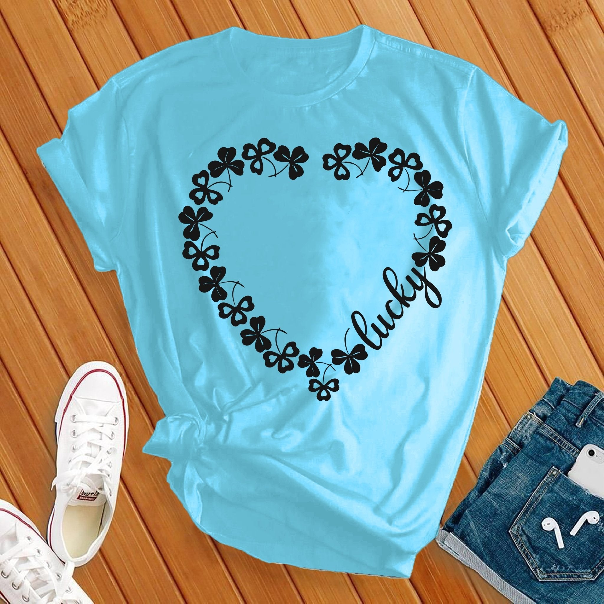 Lucky Heart Shamrocks Tee - Love Tees