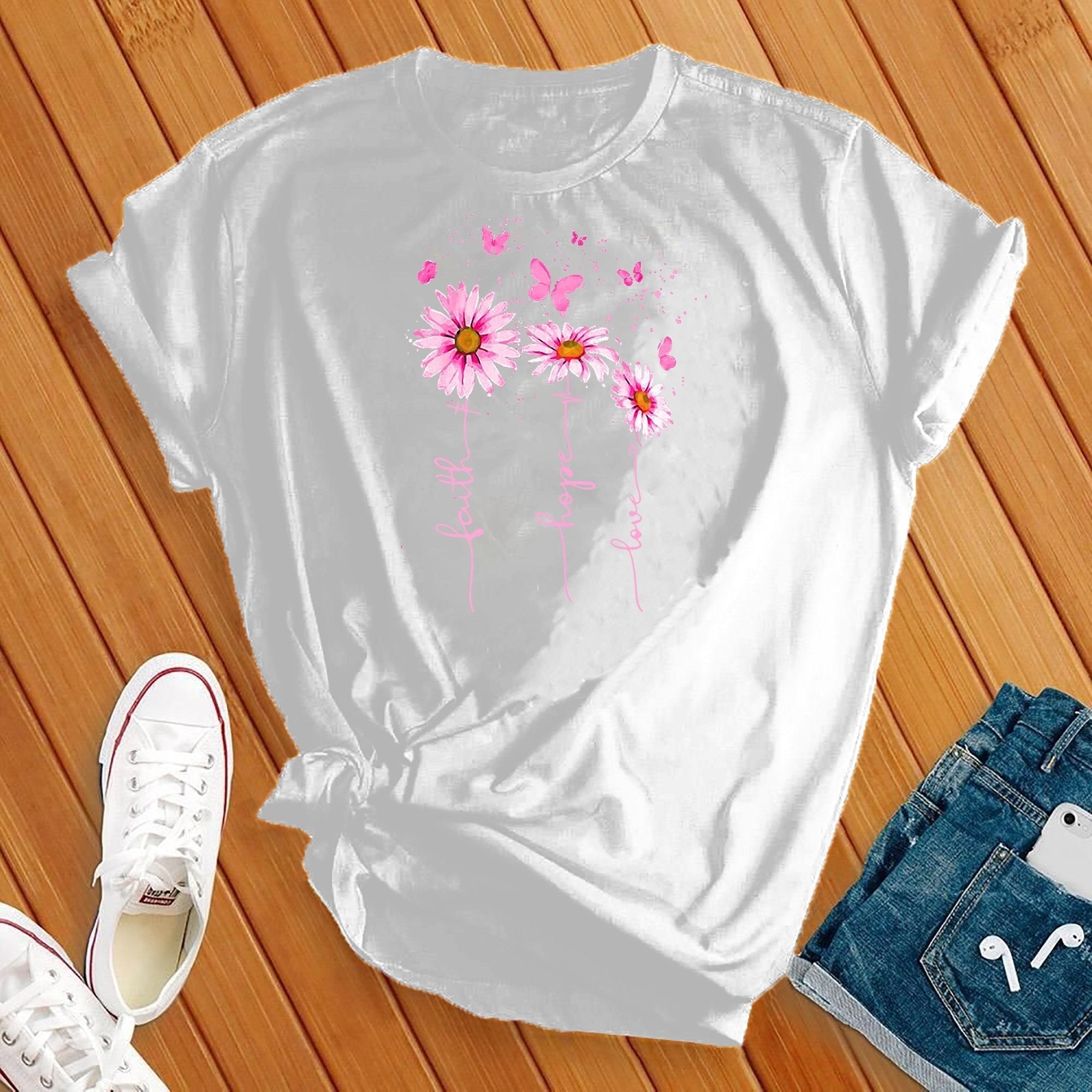 Neon Faith Hope Love Flower Tee - Love Tees