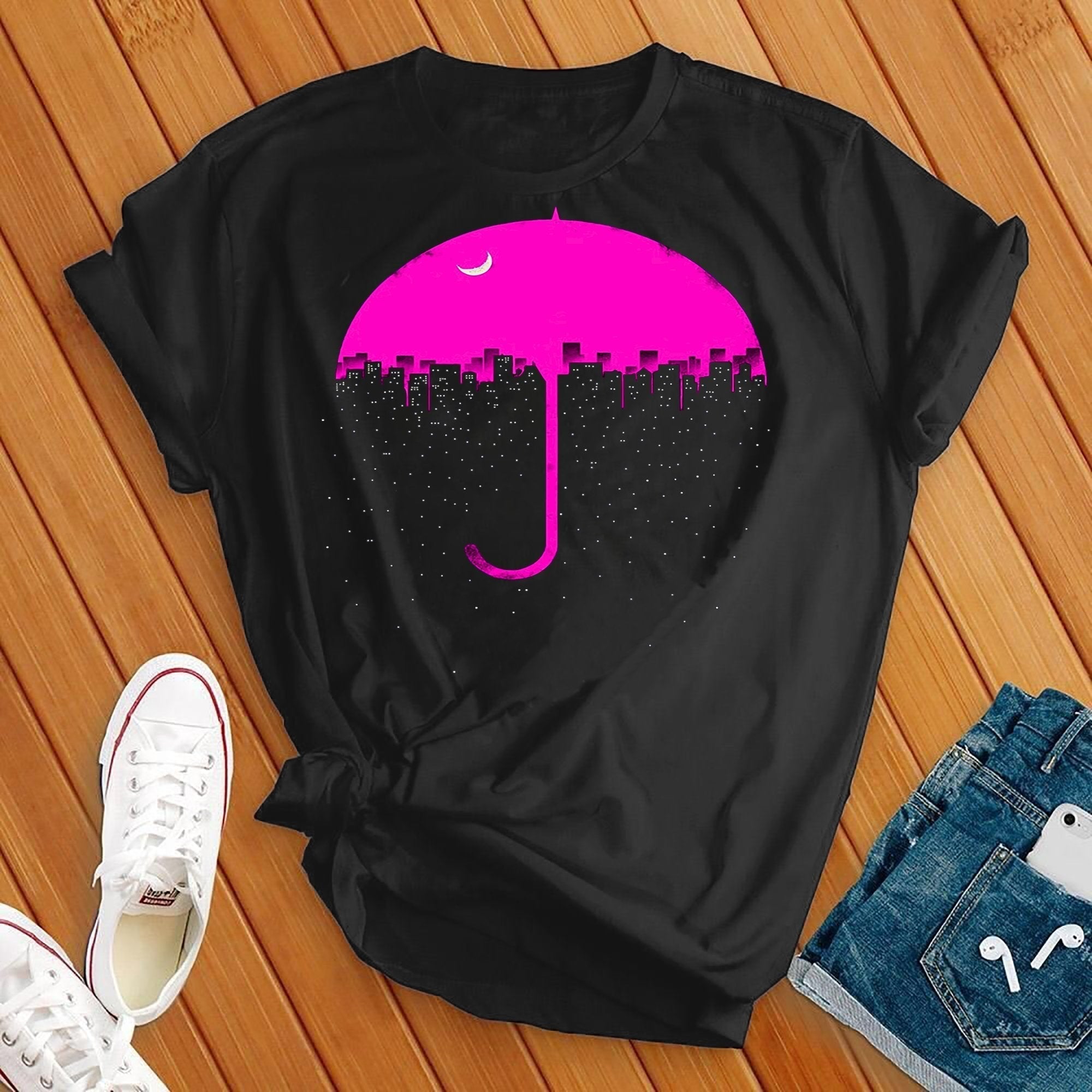 Neon Umbrella Moon Tee - Love Tees