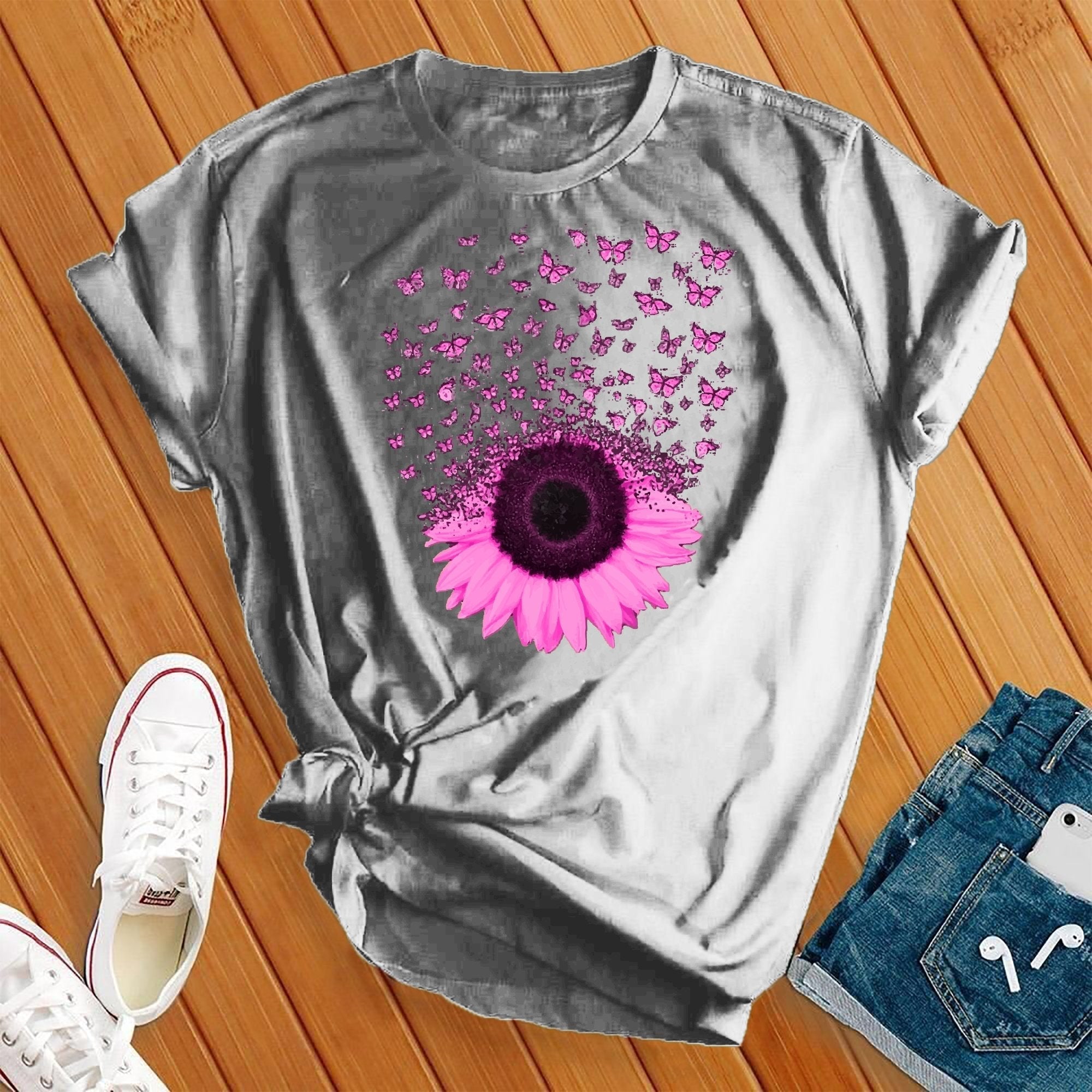 Pink Butterfly Sunflower Tee - Love Tees