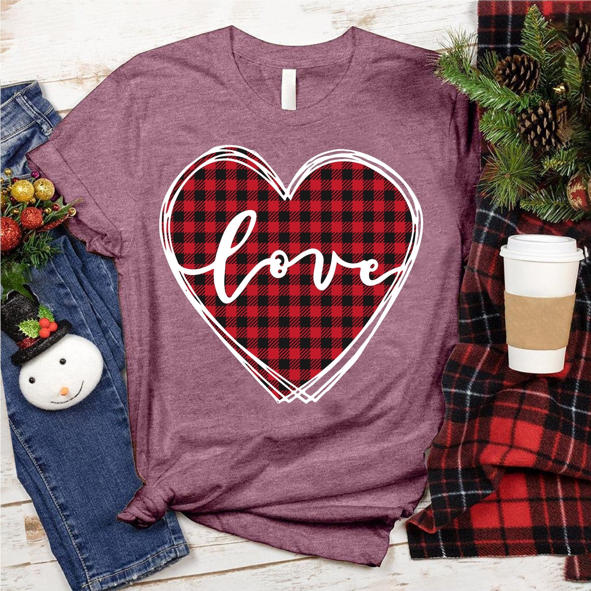 Plaid Love Heart Tee - Love Tees