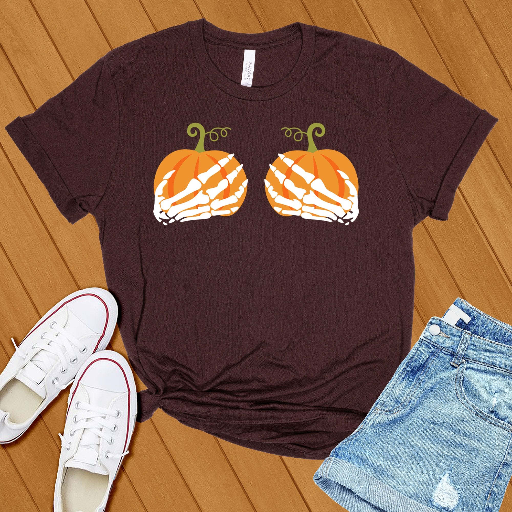 Pumpkin Skeleton Hands Tee - Love Tees