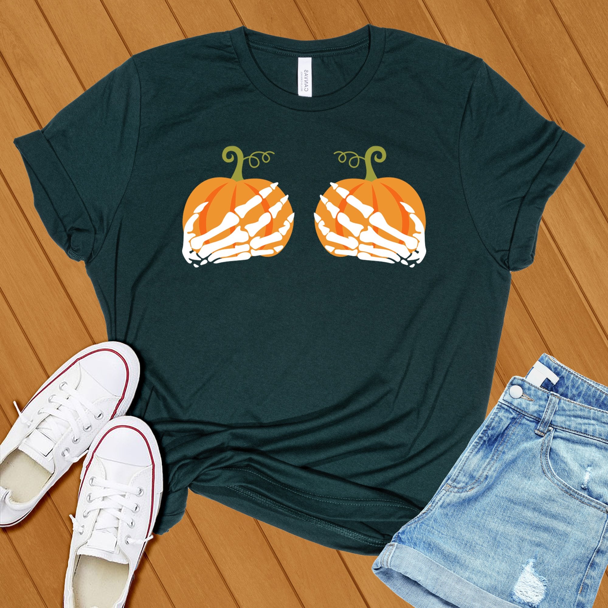 Pumpkin Skeleton Hands Tee - Love Tees