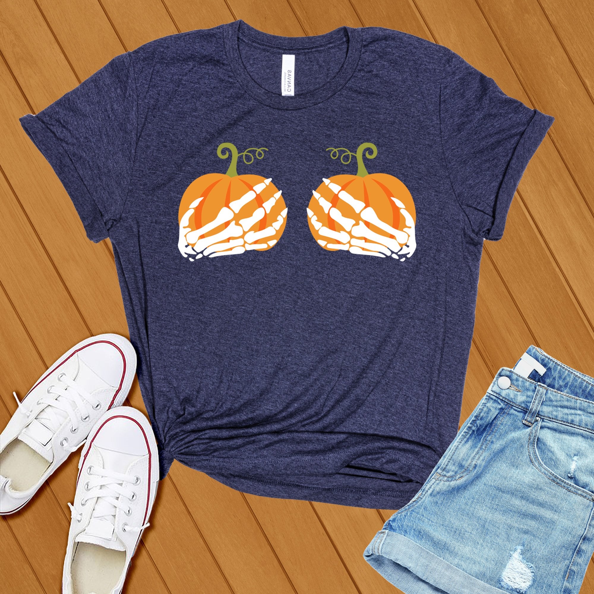 Pumpkin Skeleton Hands Tee - Love Tees