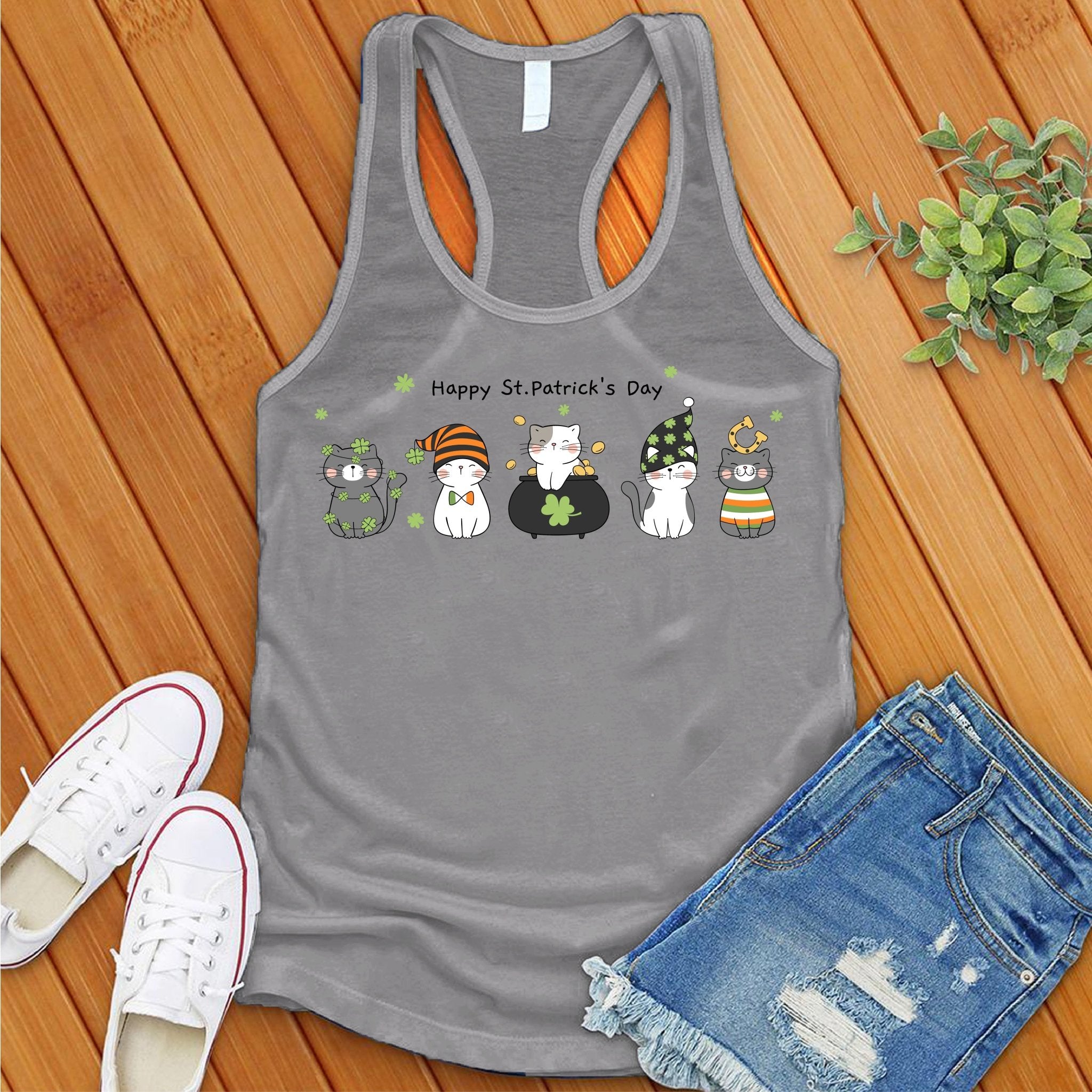 Saint Patrick's Day Cats Women's Tank Top - Love Tees