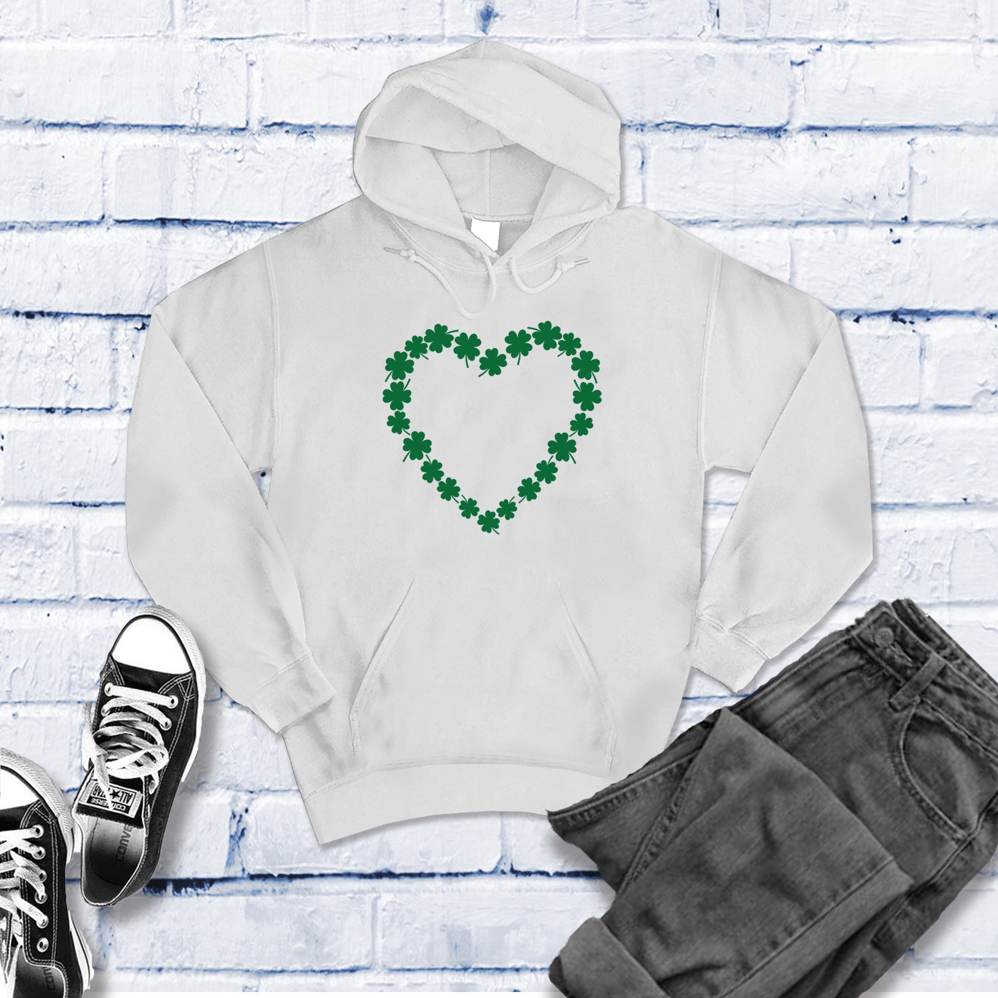 Saint Patrick's Day Heart Shamrocks Hoodie - Love Tees