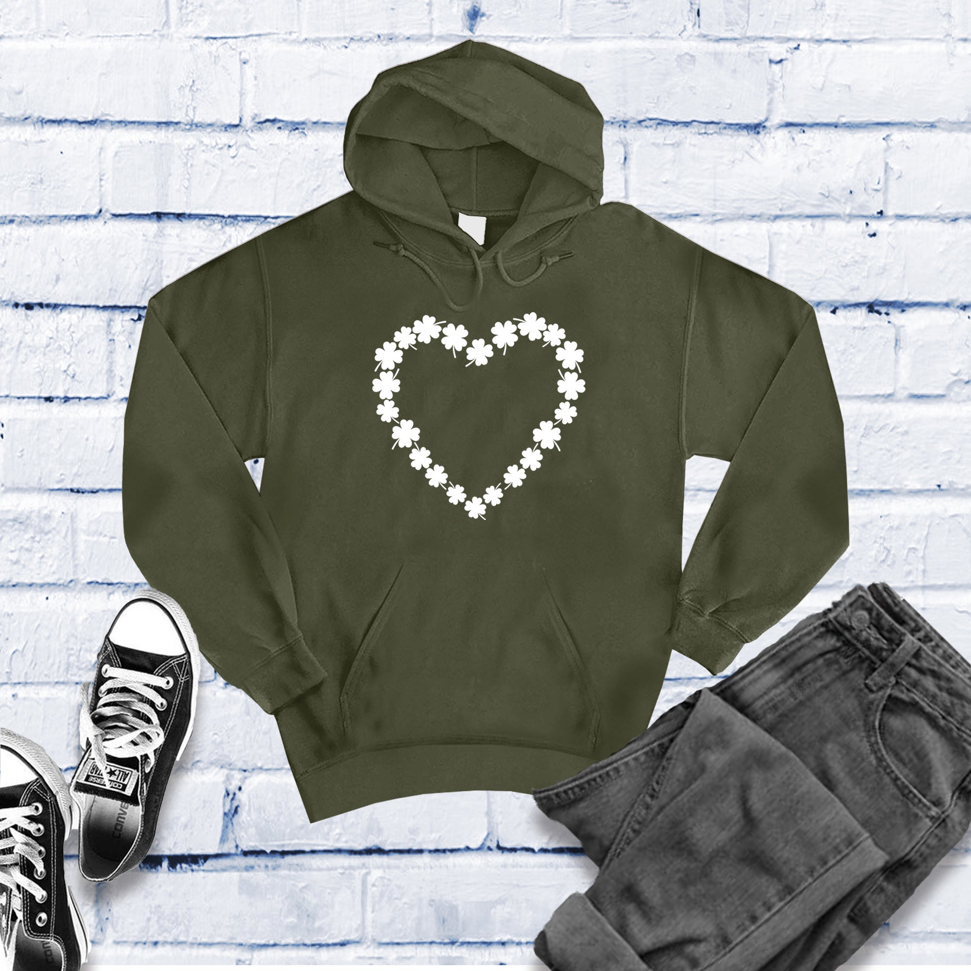 Saint Patrick's Day Heart Shamrocks Hoodie - Love Tees