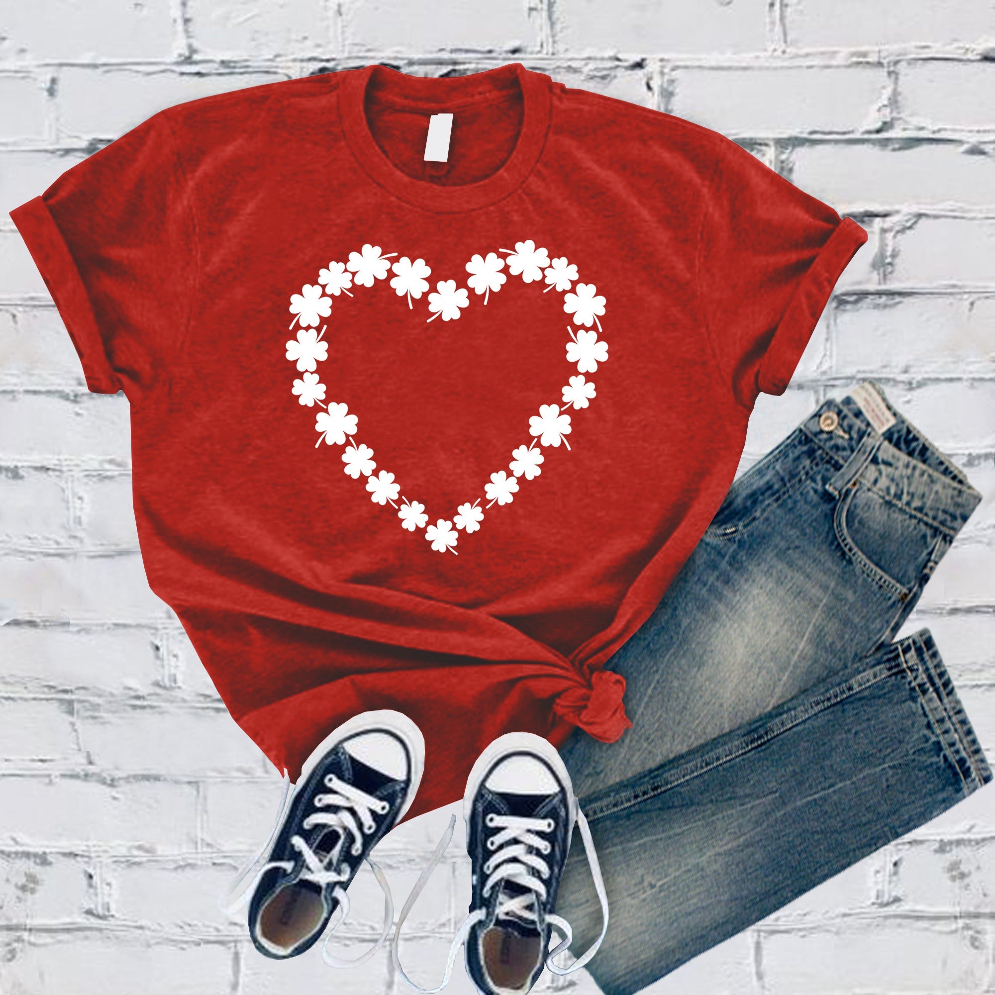 Saint Patrick's Day Heart Shamrocks Tee - Love Tees