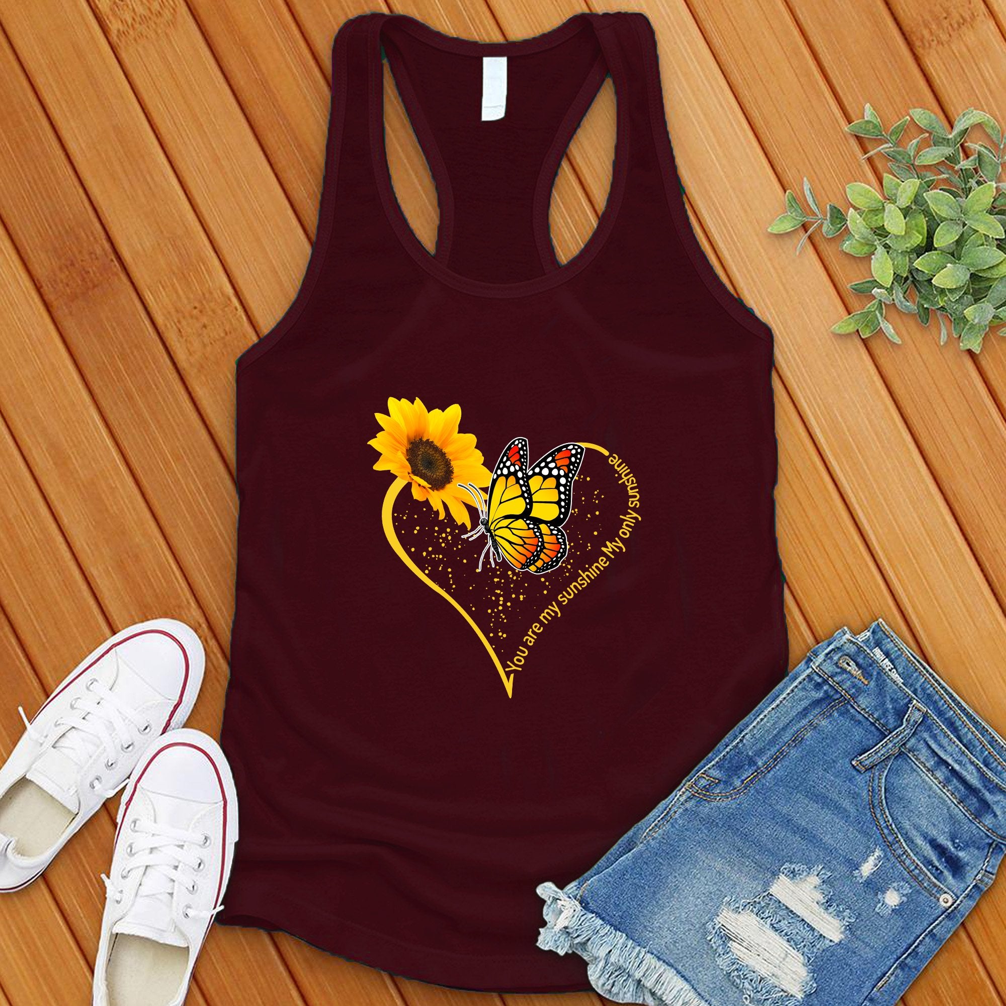 You Are My Sunshine Butterfly Heart Women's Tank Top - Love Tees